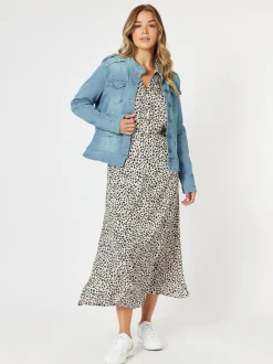 Military Style Denim Jacket - Denim