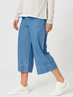 Molly Wide Leg Cropped Pant - Denim