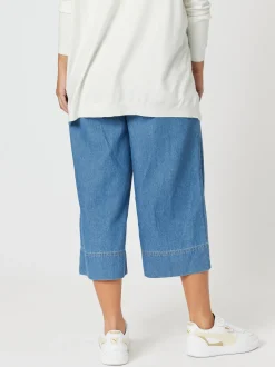 Molly Wide Leg Cropped Pant - Denim