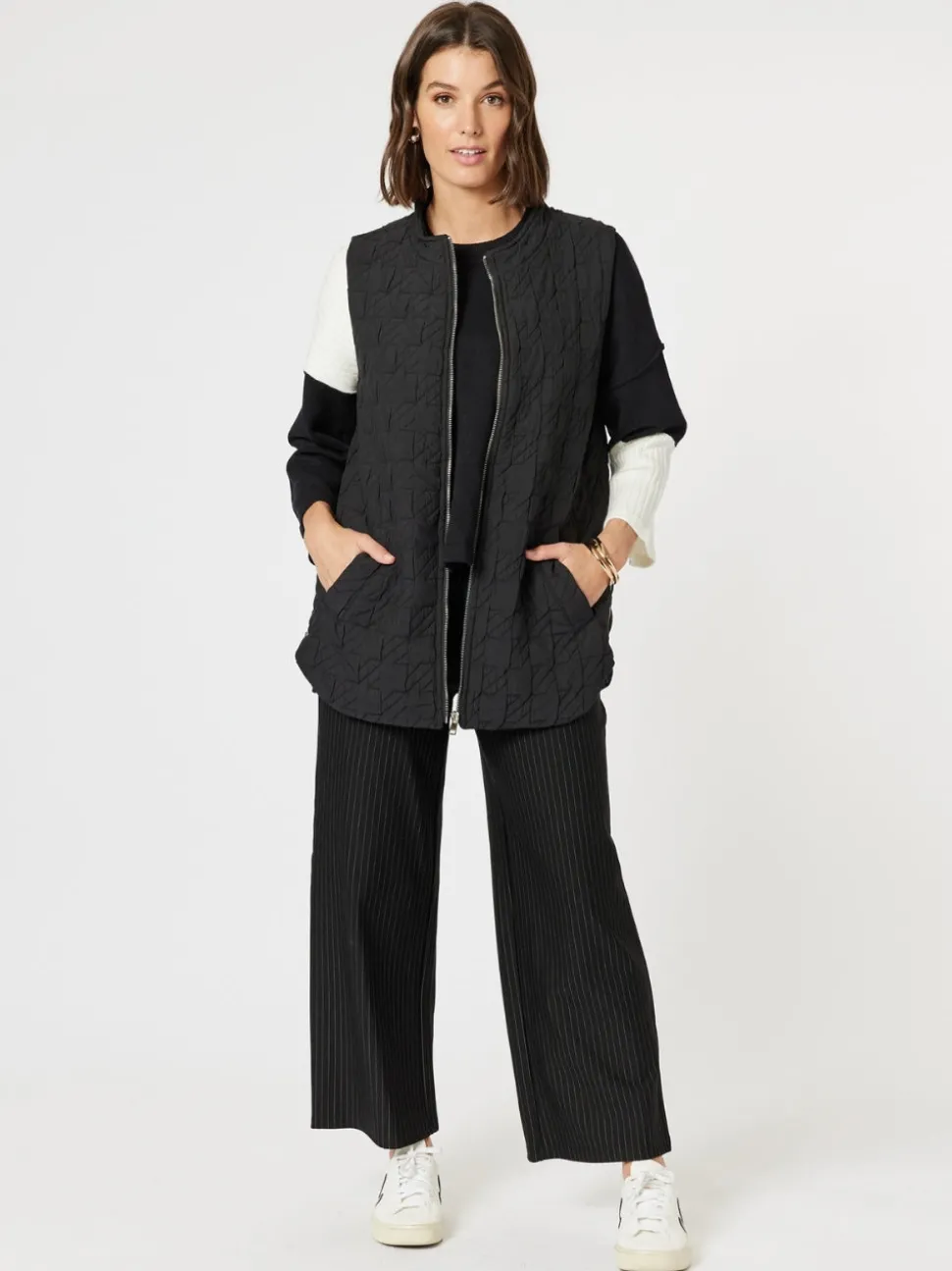 Monet Quilted Vest - Black