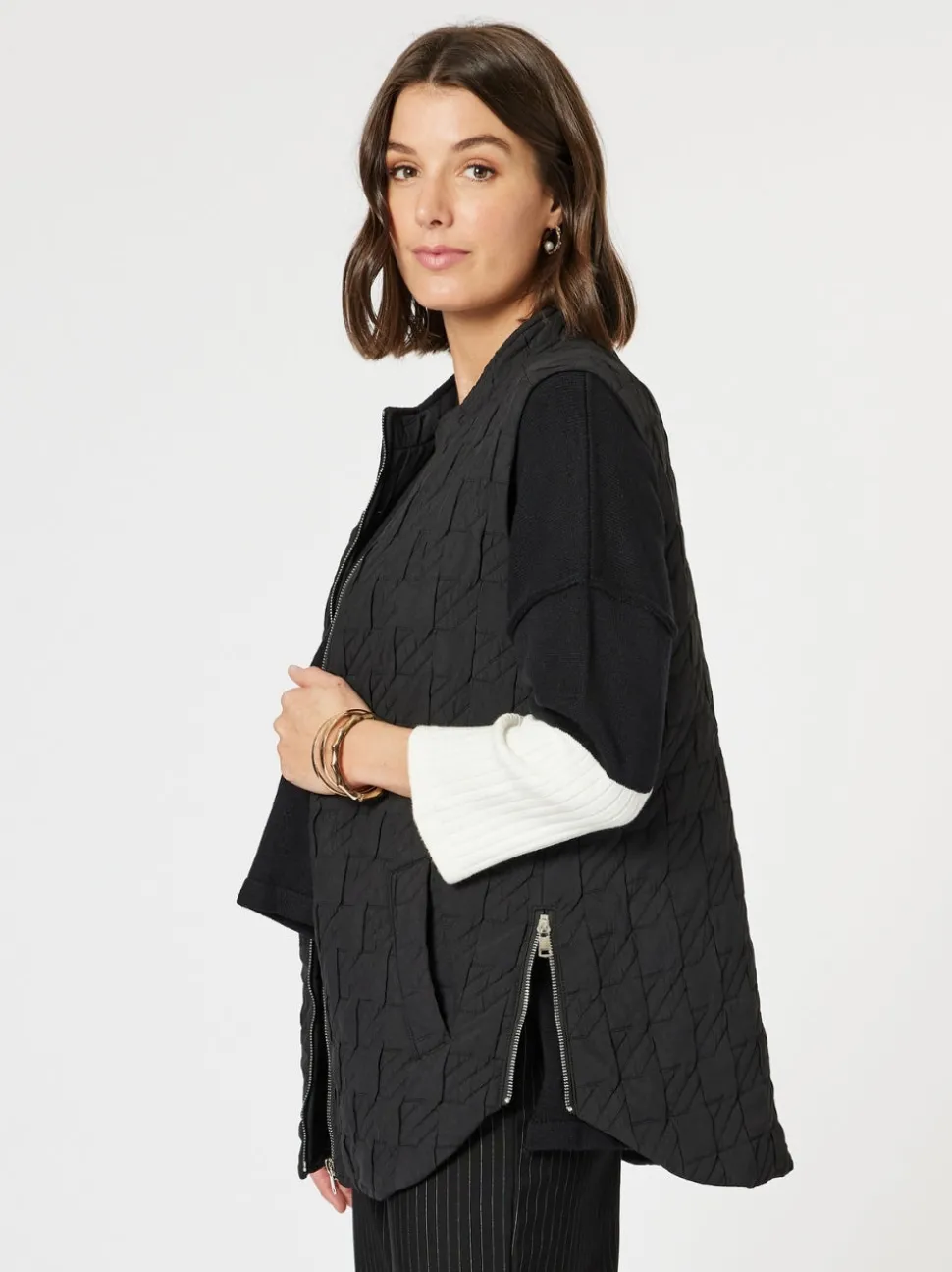 Monet Quilted Vest - Black