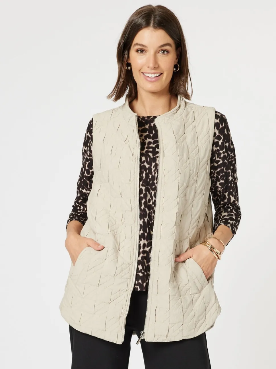 Monet Quilted Vest - Natural