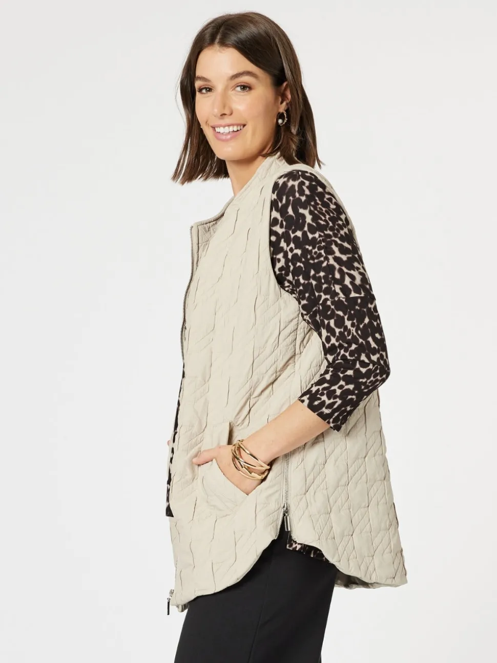 Monet Quilted Vest - Natural