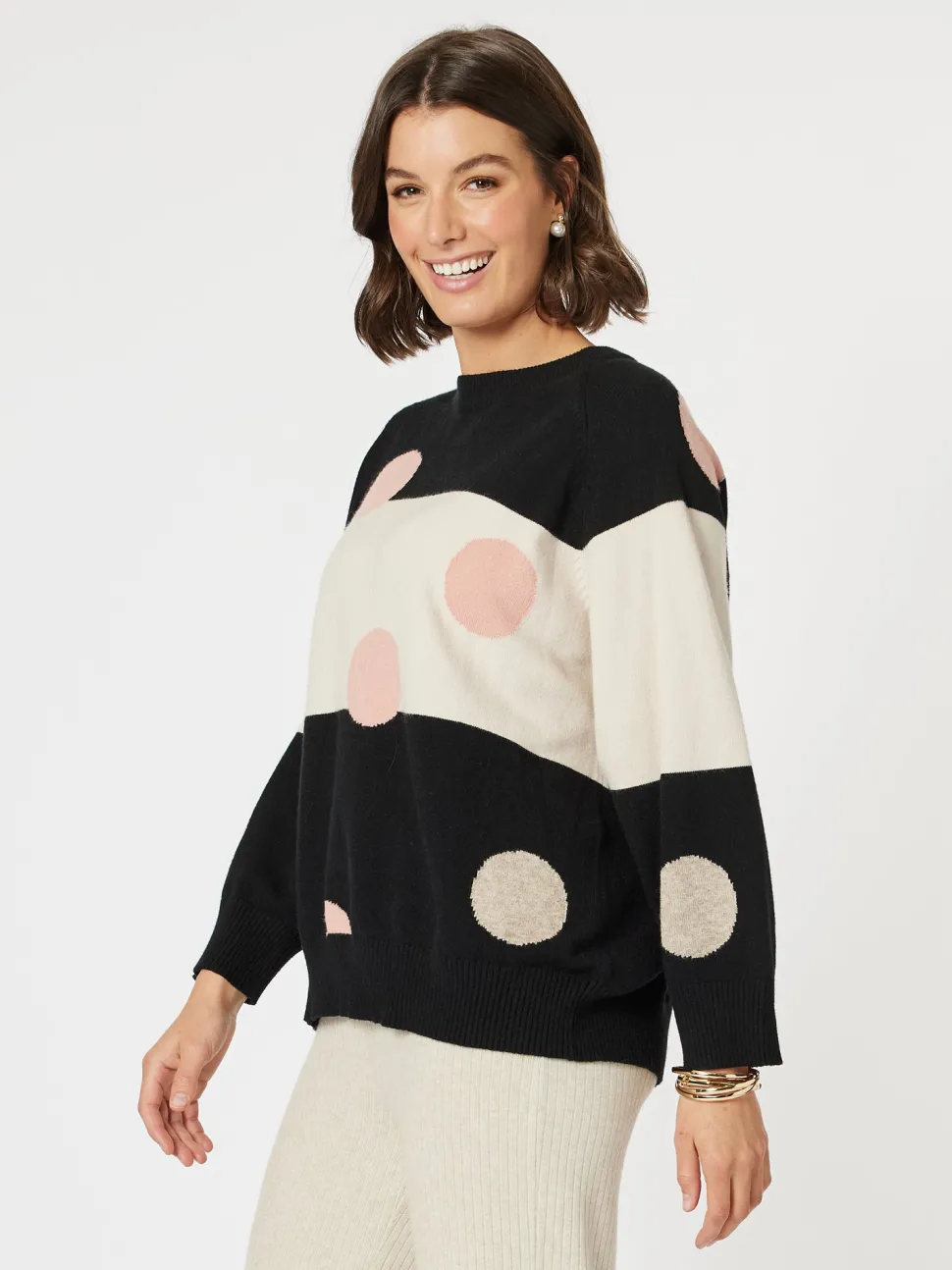 Moonlight Spot Print Knit - Black/Natural