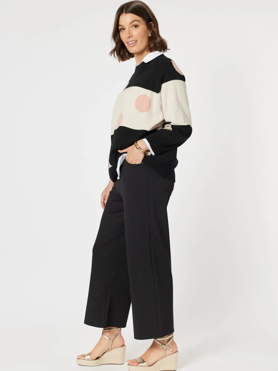Moonlight Spot Print Knit - Black/Natural