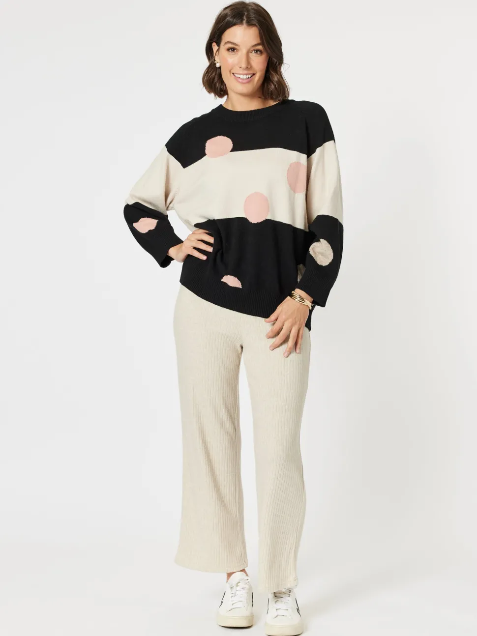 Moonlight Spot Print Knit - Black/Natural