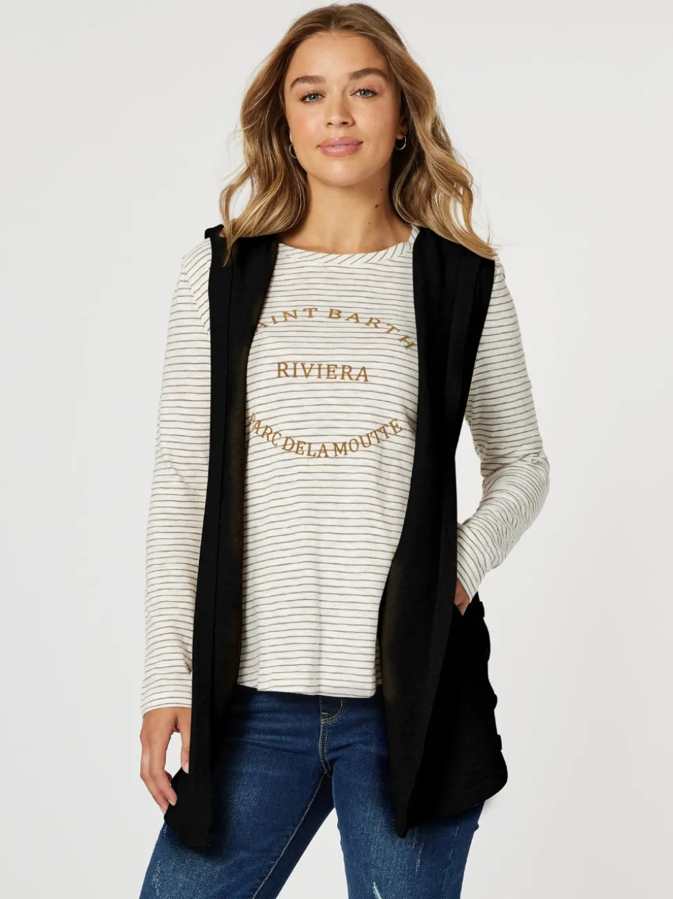 Ollie Side Button Vest - Black