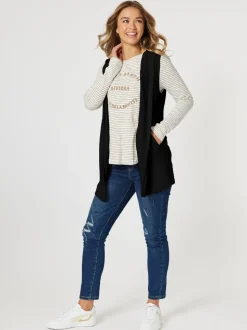 Ollie Side Button Vest - Black