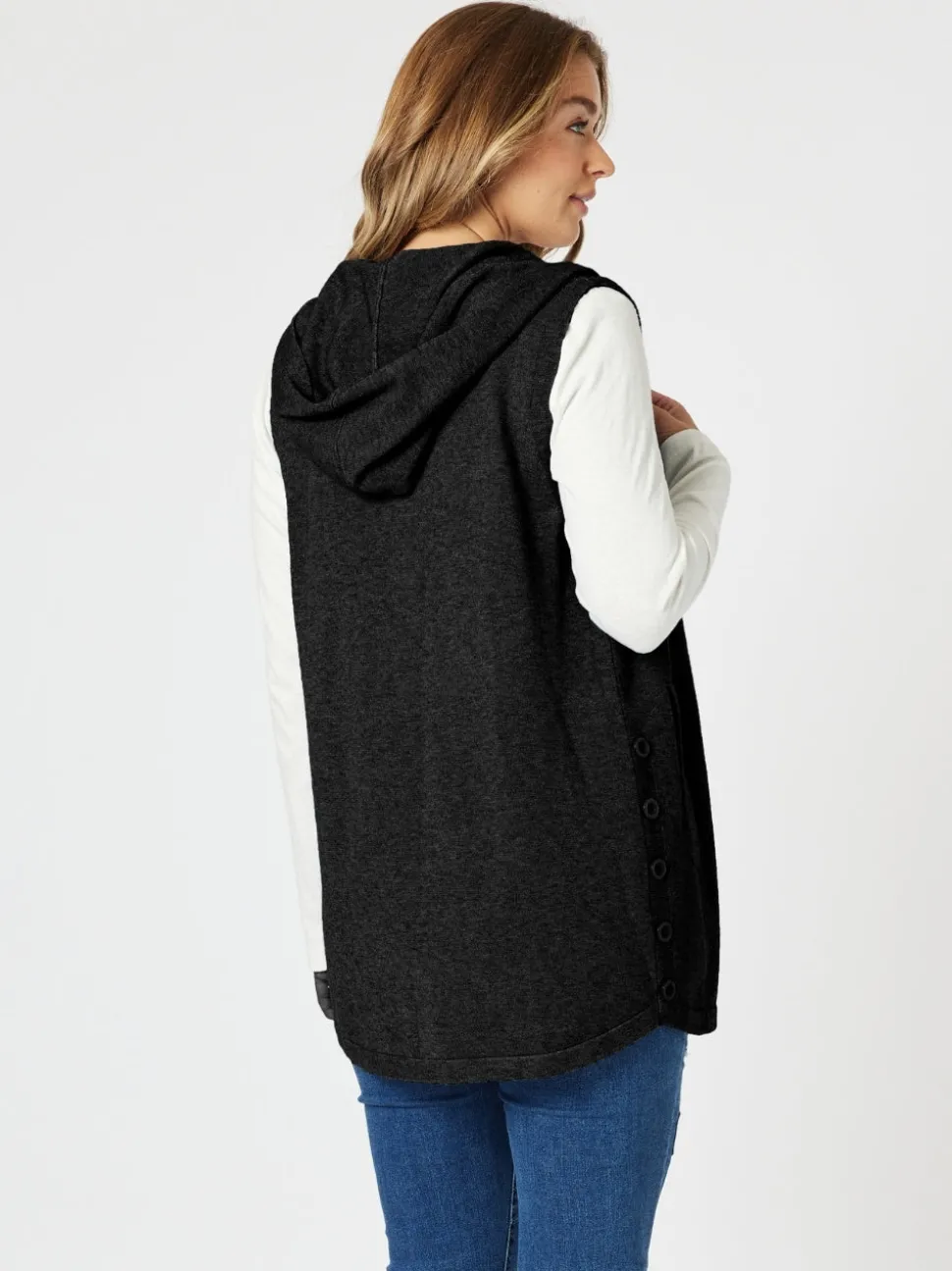 Ollie Side Button Vest - Black