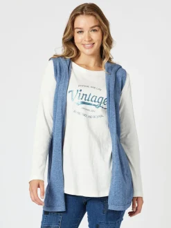 Ollie Side Button Vest - Indigo
