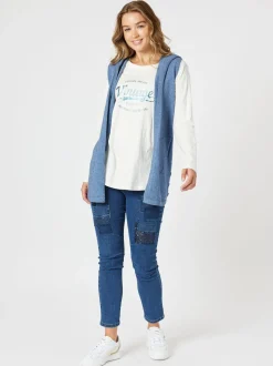 Ollie Side Button Vest - Indigo