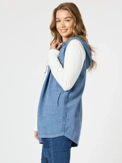 Ollie Side Button Vest - Indigo