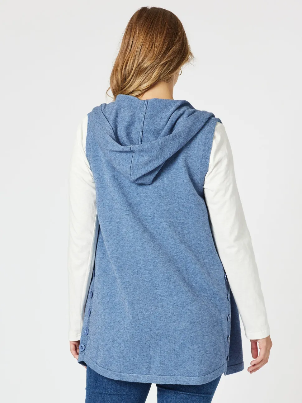 Ollie Side Button Vest - Indigo
