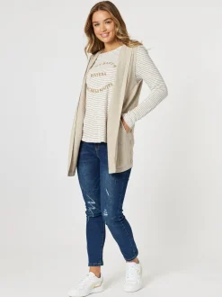 Ollie Side Button Vest - Oatmeal