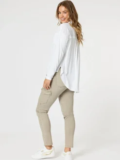 Paige Cargo Slim Leg Jean - Washed Natural