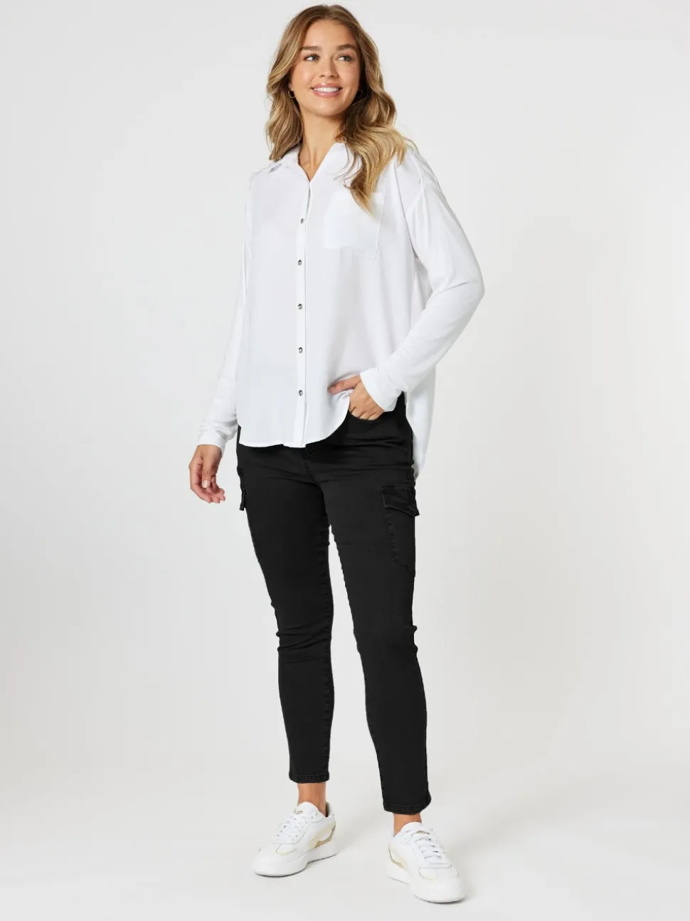 Paige Cargo Slim Leg Jean - Black