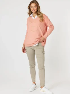 Paige Cargo Slim Leg Jean - Washed Natural