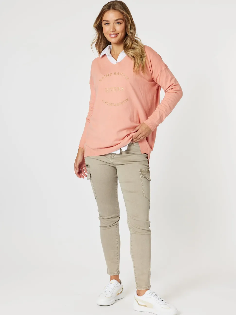 Paige Cargo Slim Leg Jean - Washed Natural