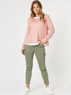 Paige Cargo Slim Leg Jean - Washed Khaki