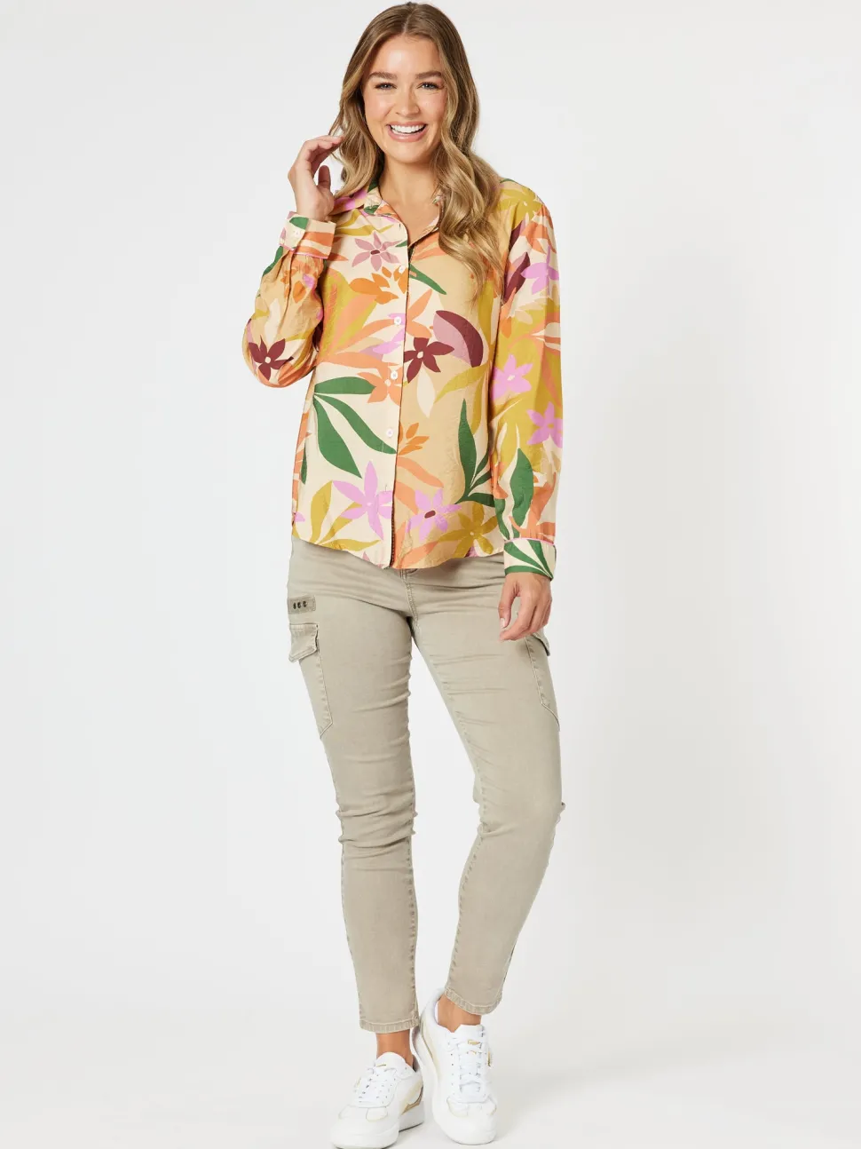 Paige Cargo Slim Leg Jean - Washed Natural