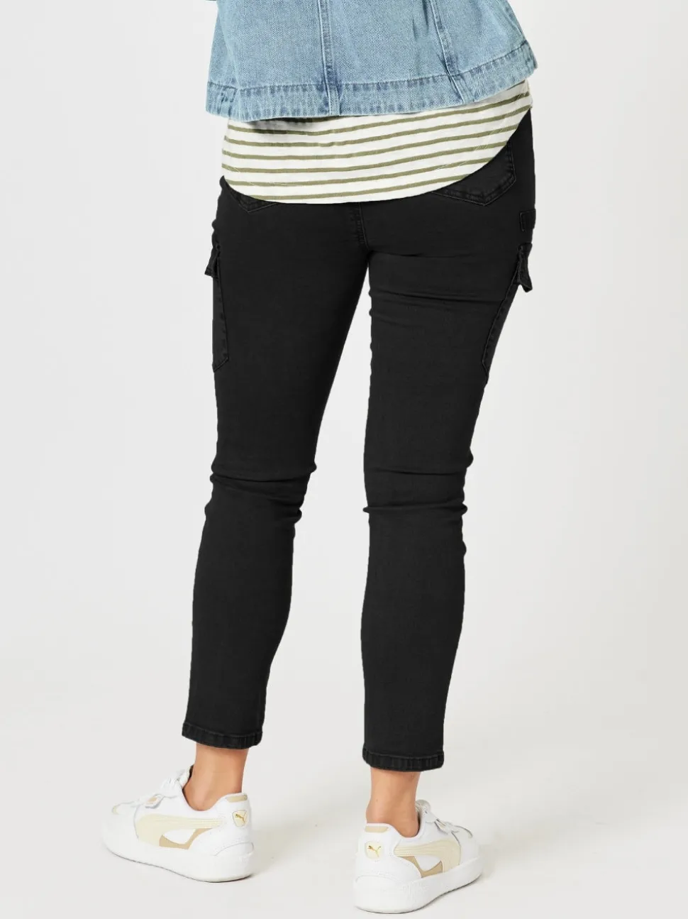 Paige Cargo Slim Leg Jean - Black