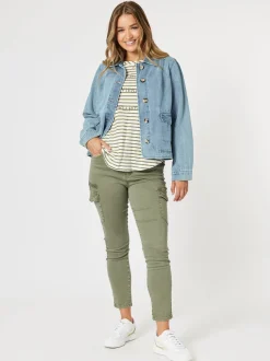 Paige Cargo Slim Leg Jean - Washed Khaki