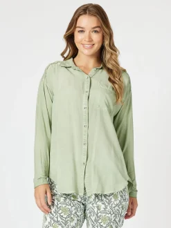 Paige Garment Washed Shirt - Washed Khaki