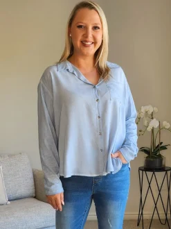 Paige Garment Washed Shirt - Washed Blue