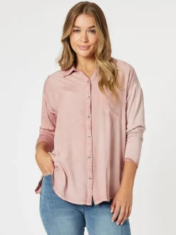 Paige Garment Washed Shirt - Washed Pink