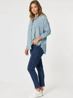 Paige Garment Washed Shirt - Washed Blue