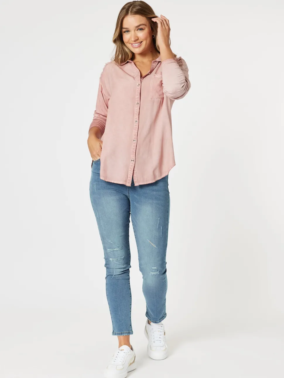 Paige Garment Washed Shirt - Washed Pink