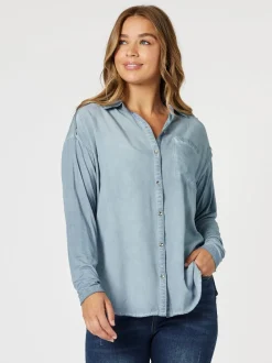Paige Garment Washed Shirt - Washed Blue
