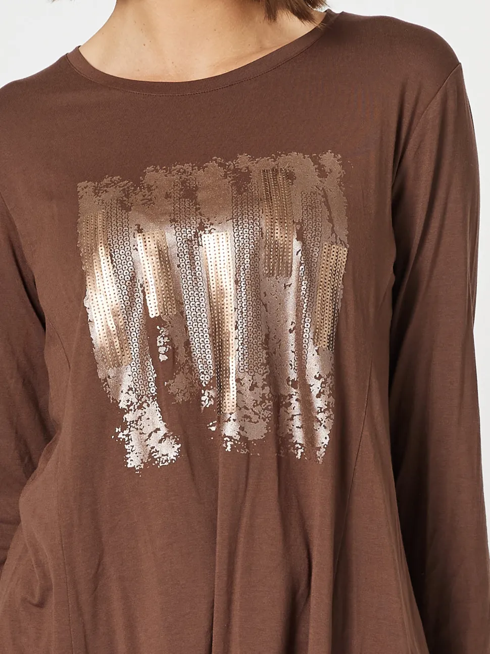 Painters Print Long Sleeve Tee - Chocolate/Gold