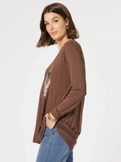 Painters Print Long Sleeve Tee - Chocolate/Gold