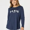 Paris Long Sleeve Tee - Navy
