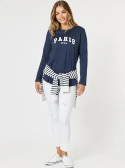 Paris Long Sleeve Tee - Navy