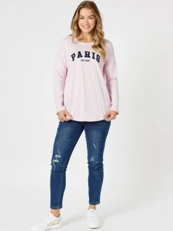 Paris Long Sleeve Tee - Pink