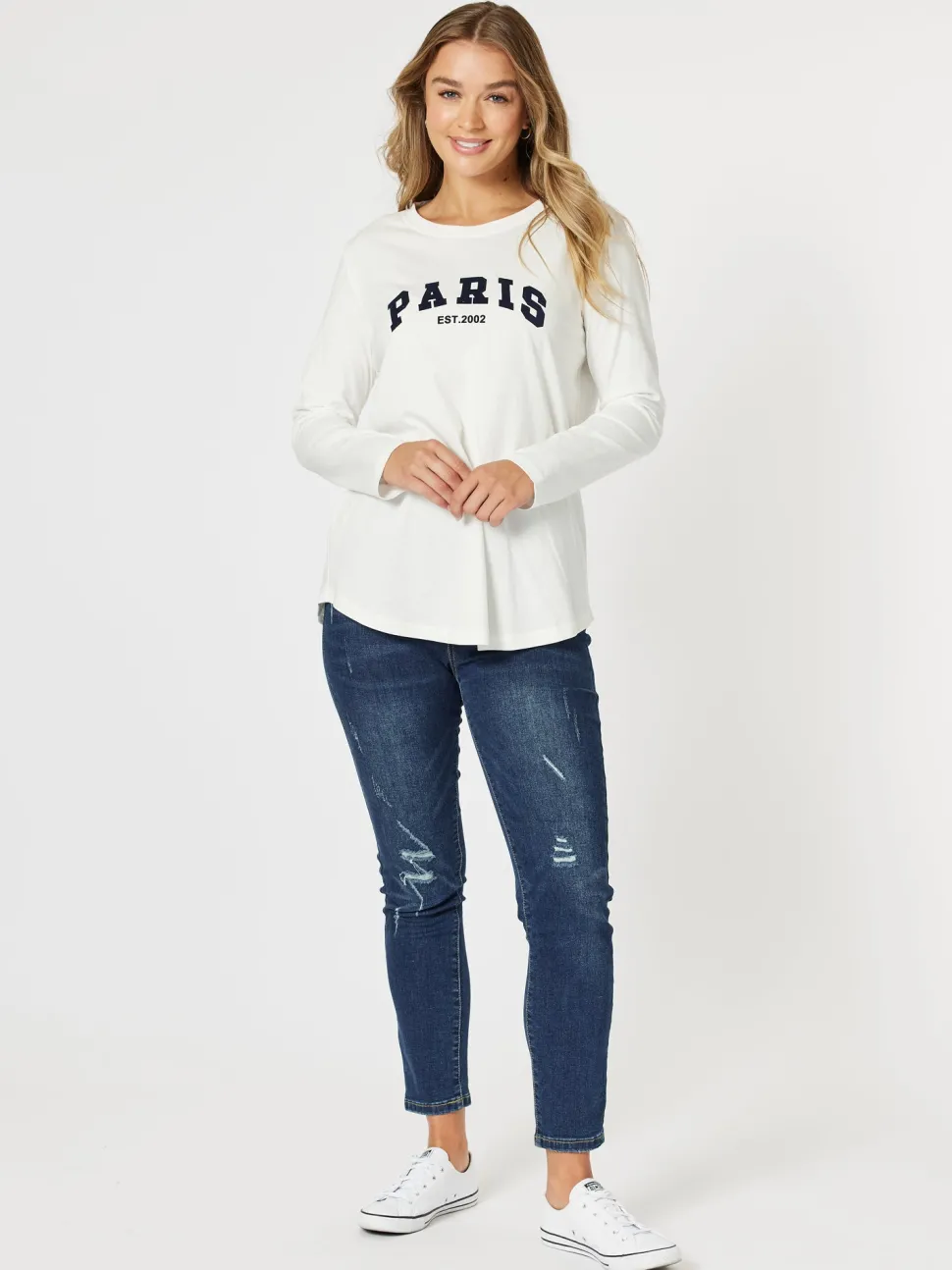 Paris Long Sleeve Tee - White