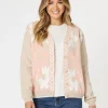 Pasadena Floral Print Knit Cardigan - Coral/Natural