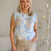 Pasadena Floral Print Knit Vest - Blue/Natural