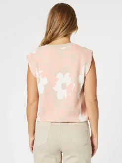 Pasadena Floral Print Knit Vest - Coral/Natural