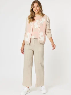 Pasadena Floral Print Knit Vest - Coral/Natural