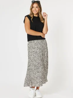 Pebble Spot Print Skirt - Natural/Black