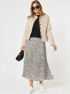 Pebble Spot Print Skirt - Natural/Black