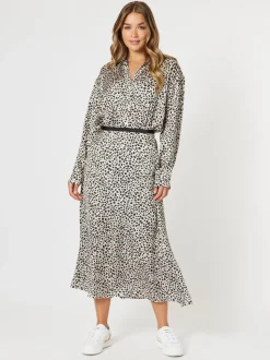 Pebble Spot Print Skirt - Natural/Black