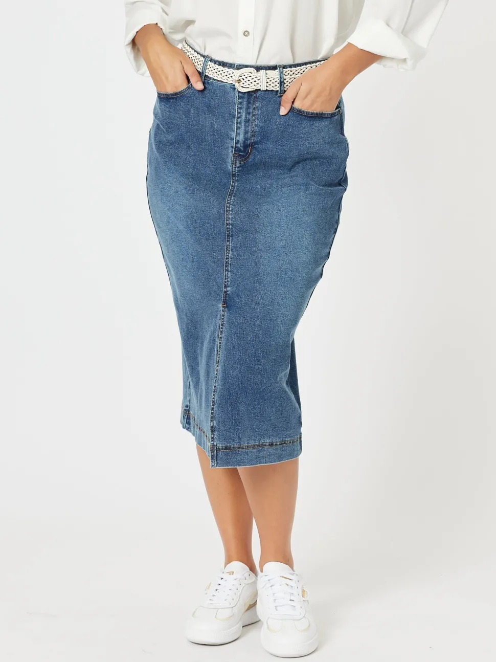 Republic Split Skirt - Denim