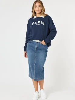 Republic Split Skirt - Denim