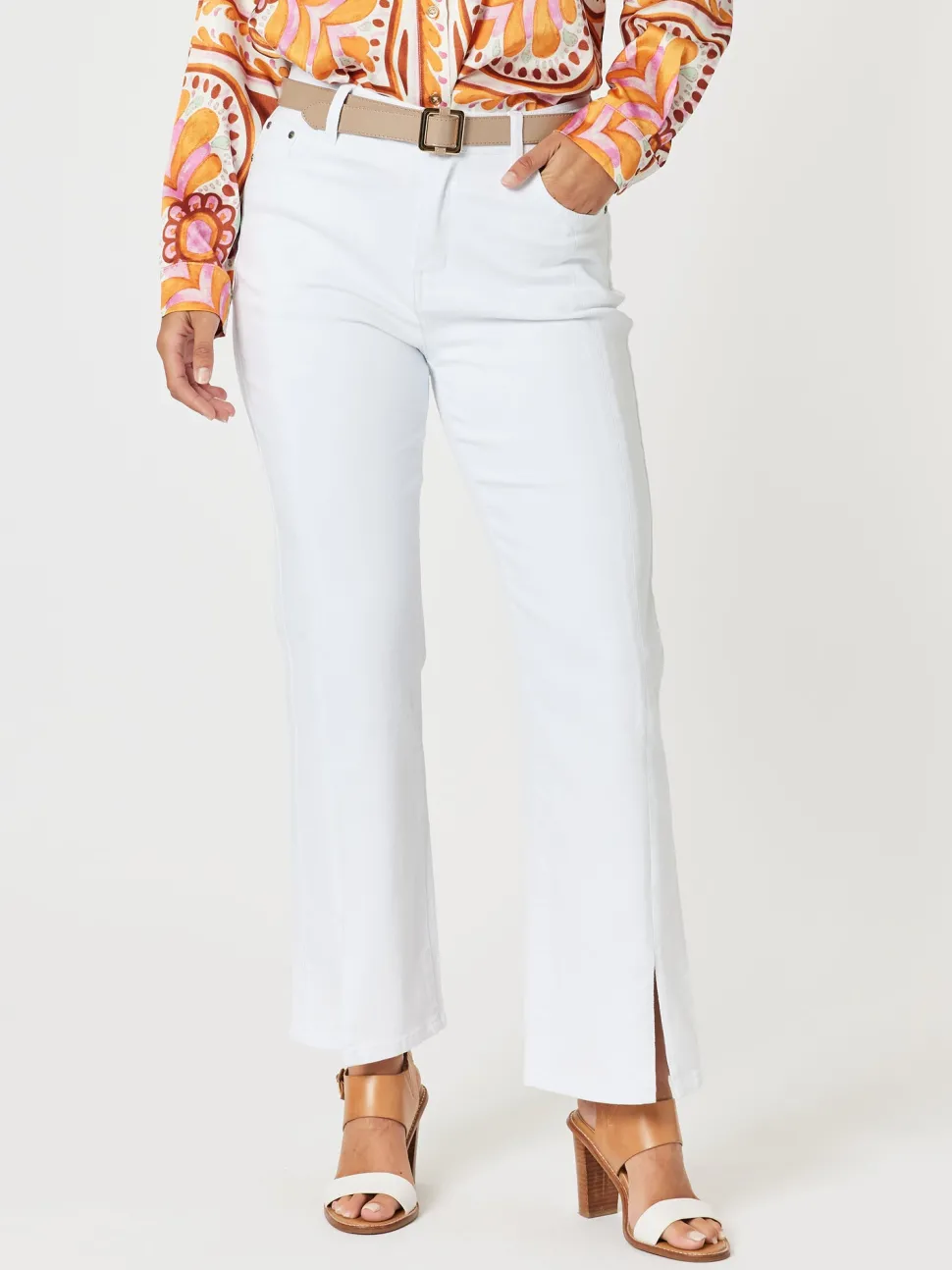 Republic Straight Leg Split Jean - White
