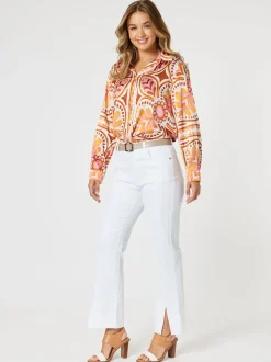 Republic Straight Leg Split Jean - White