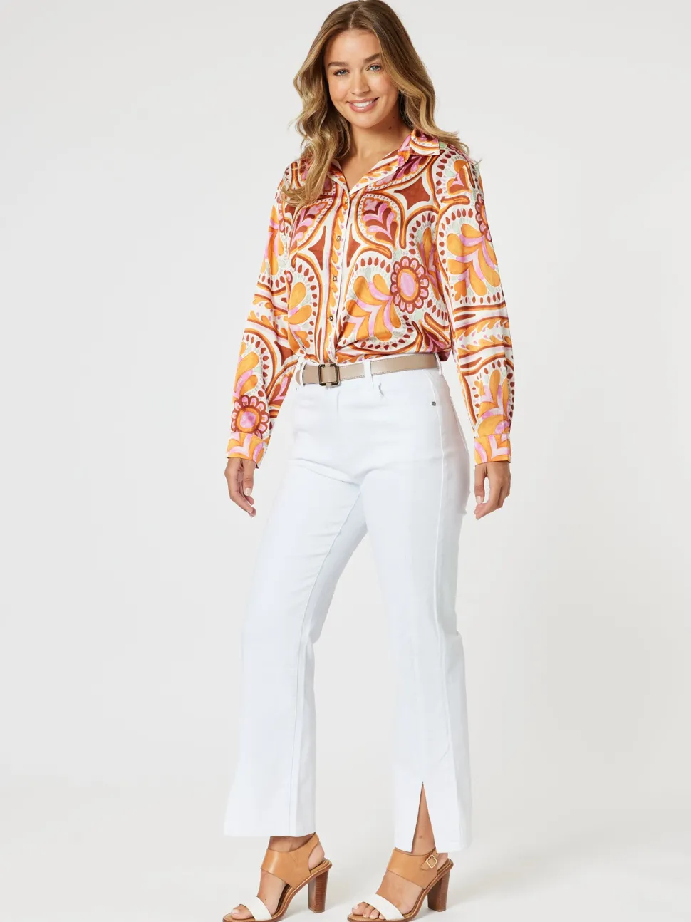 Republic Straight Leg Split Jean - White